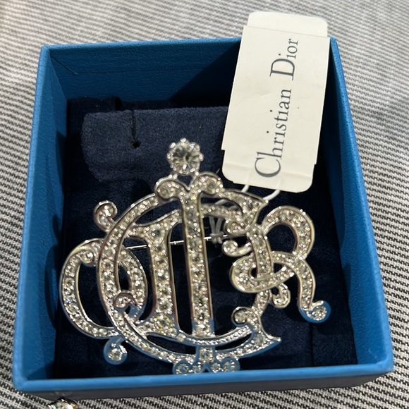RARE NEW Christian Dior Monogram Brooch Pin Crystals. Made in Germany. NWT - Picture 4 of 5